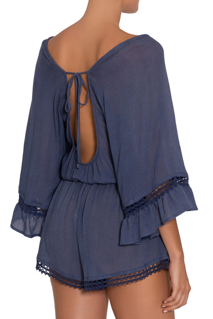 Eberjey Summer of Love Rosalie Romper - Blue Indigo