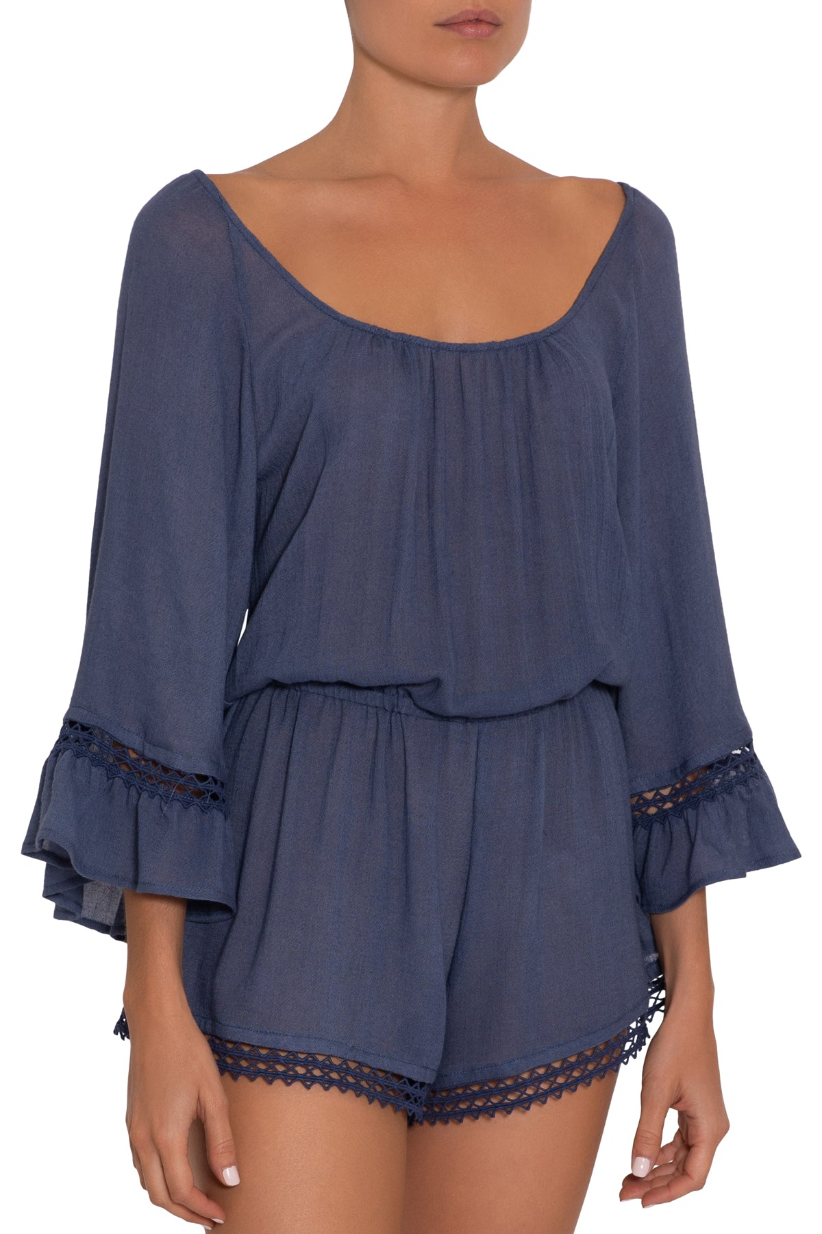 Eberjey Summer of Love Rosalie Romper - Blue Indigo