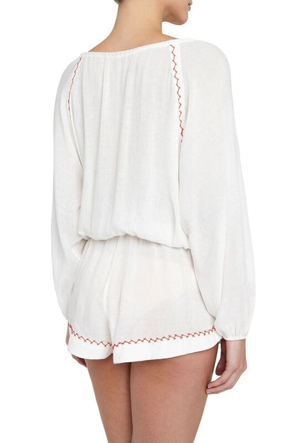 Eberjey Nador Rhea Romper - Ivory/Fiesta