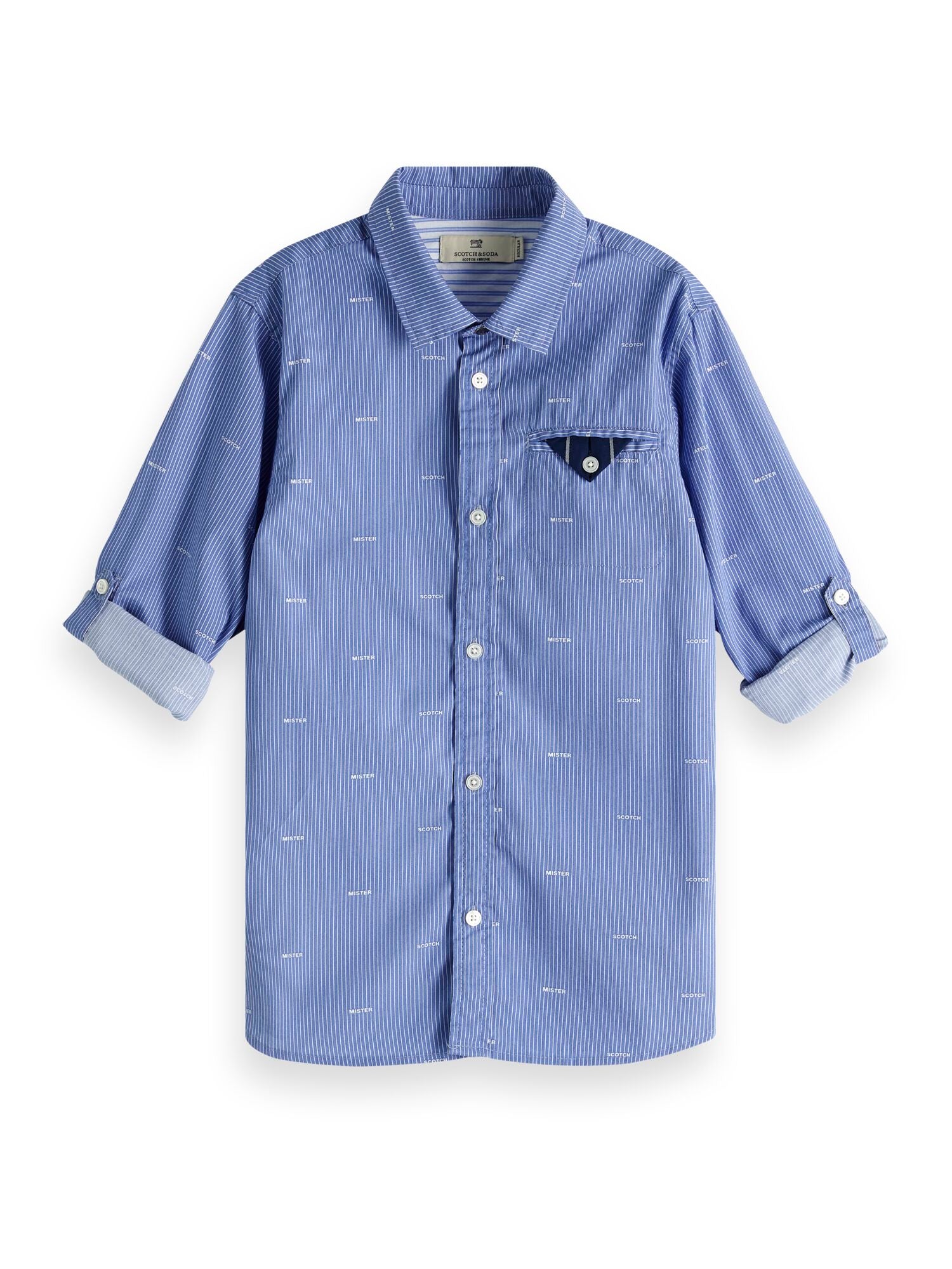 Scotch &amp; Soda Blue Collared Long Sleeve Shirt