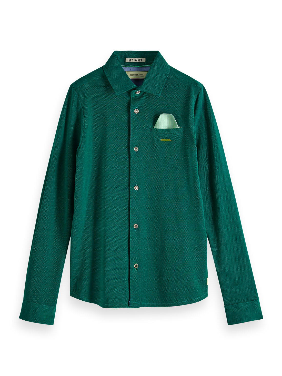 Scotch &amp; Soda Long Sleeve Pique Shirt - Bottle Green