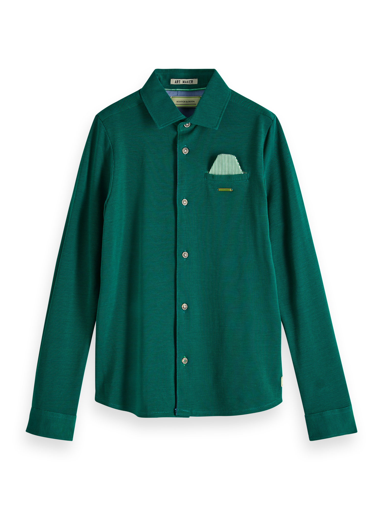 Scotch &amp; Soda Long Sleeve Pique Shirt - Bottle Green