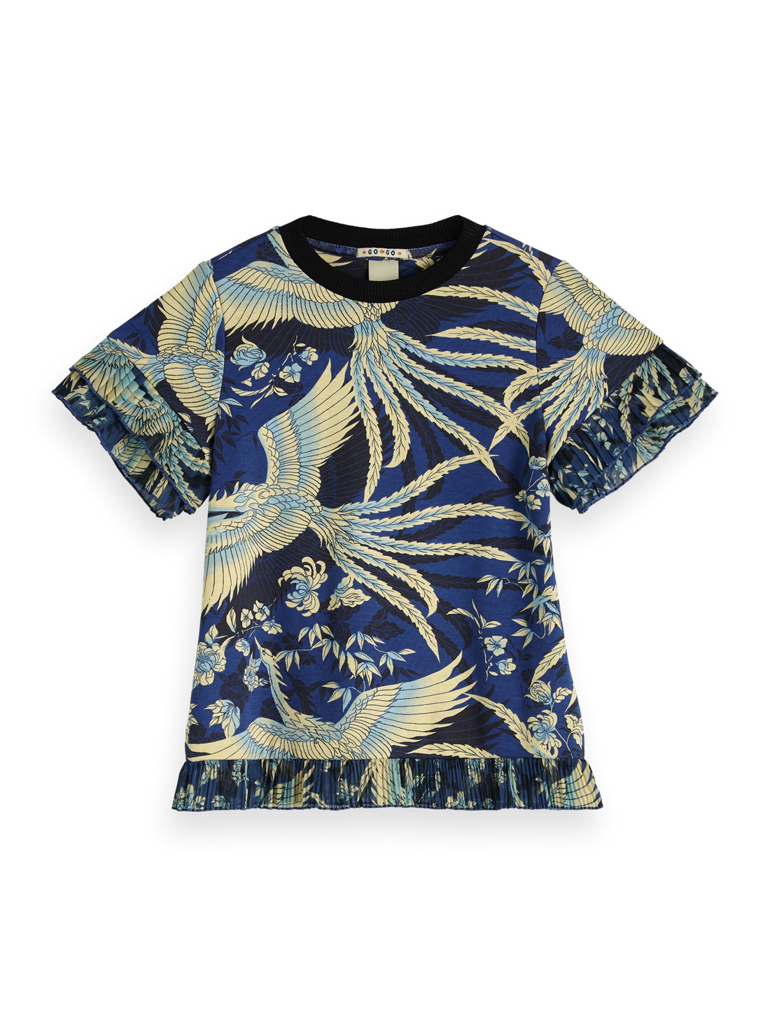 Scotch &amp; Soda Holiday Ruffle Trim Tee - Bird Print