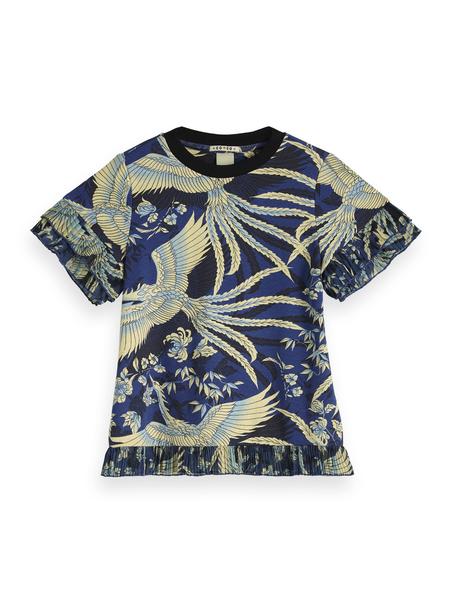 Scotch &amp; Soda Holiday Ruffle Trim Tee - Bird Print