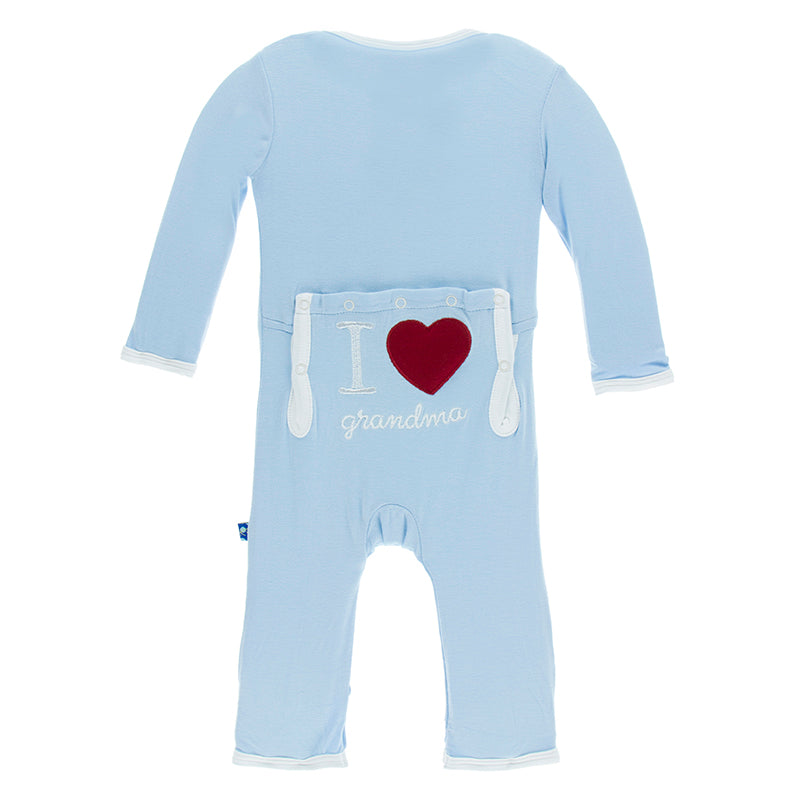 Kickee Pants Applique Coverall with Zipper - Pond I Love Grandma