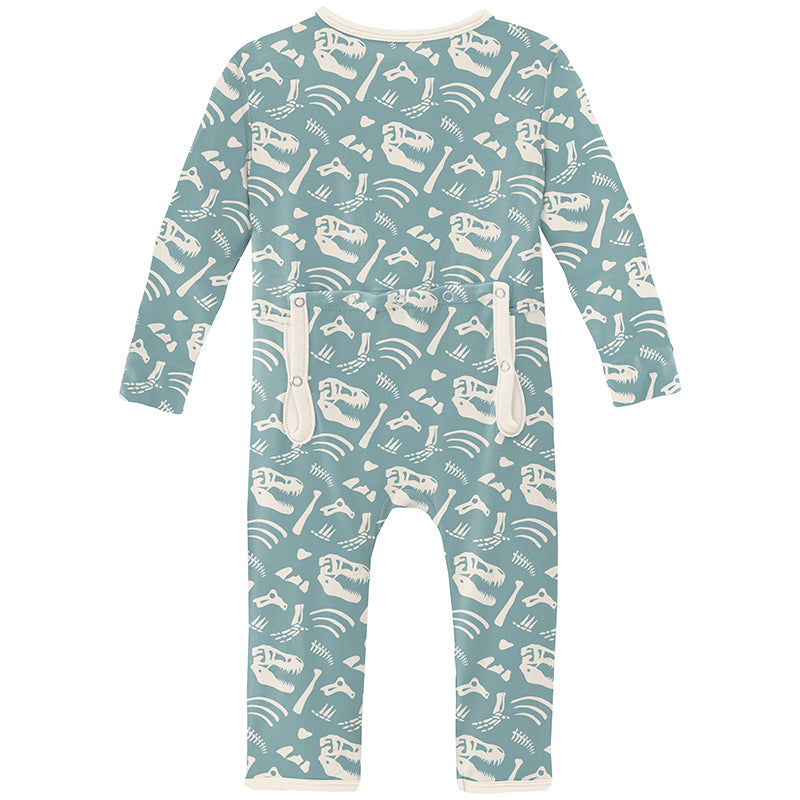 Kickee Pants Print Coverall With Zipper - Jade Bones