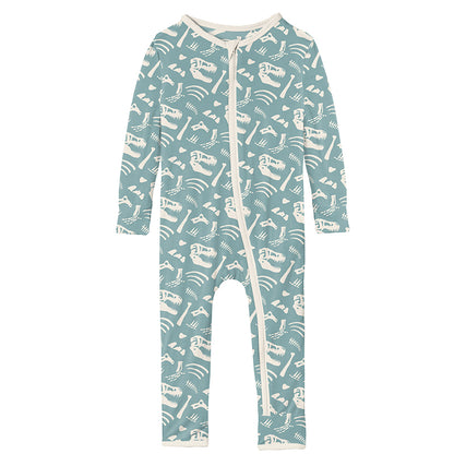 Kickee Pants Print Coverall With Zipper - Jade Bones