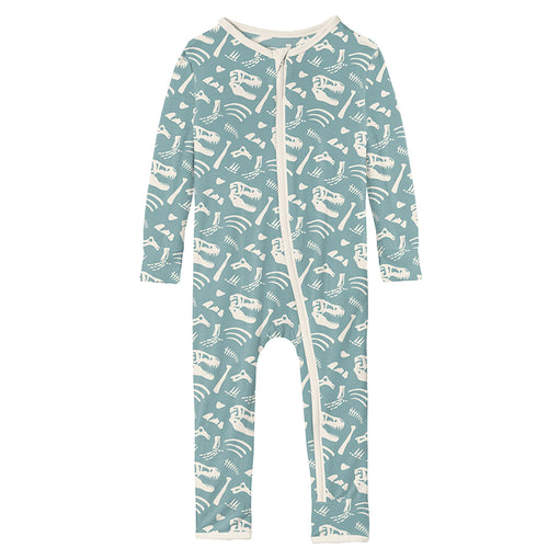 Kickee Pants Print Coverall With Zipper - Jade Bones