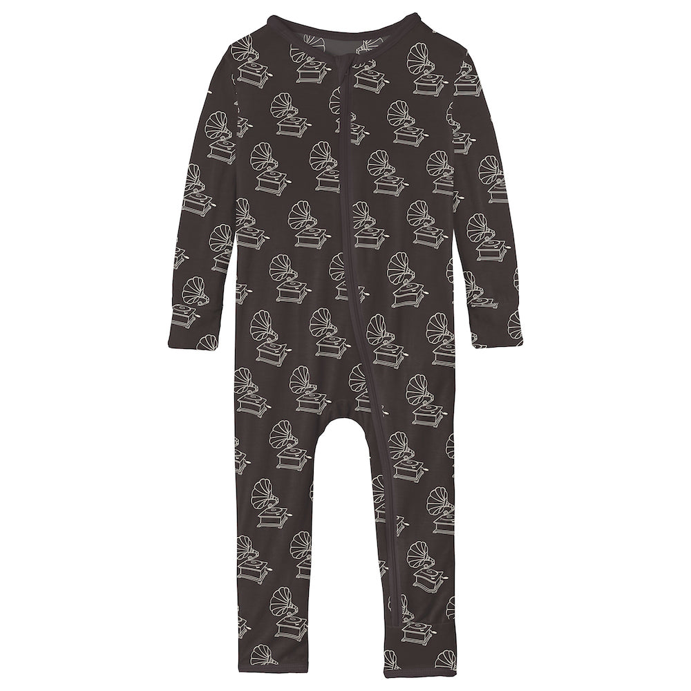 Kickee Pants Print Coverall With zipper - Midnight Gramophone