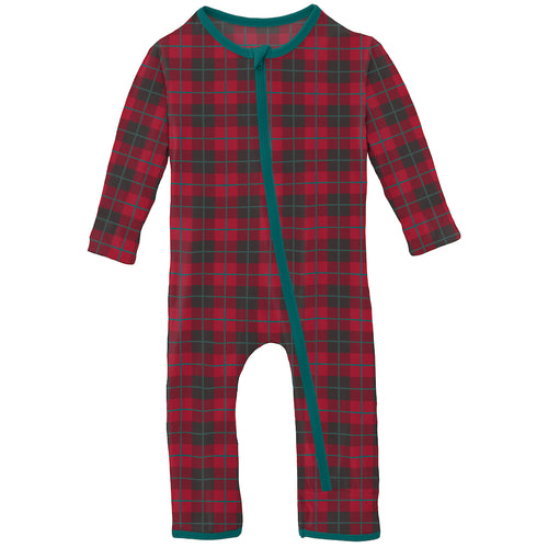 Kickee Pants Print Coverall with Zipper - Anniversary Plaid