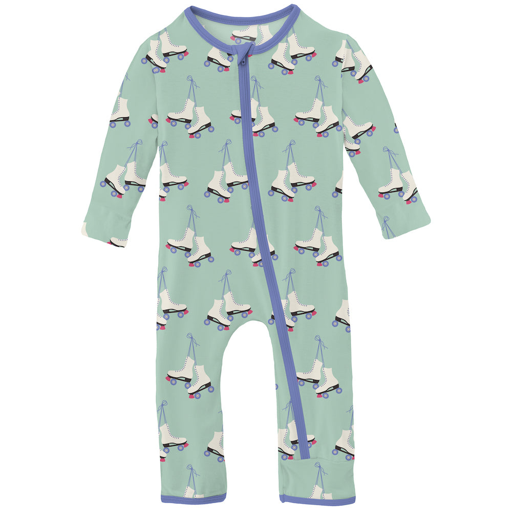 Kickee Pants Print Coverall With zipper - Pistachio Roller Skates