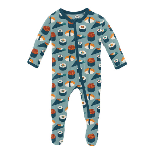 Kickee Pants Print Footie With Zipper - Jade Sushi