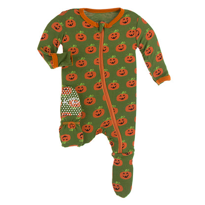 Kickee Pants Print Footie With Zipper - Moss Jack O&