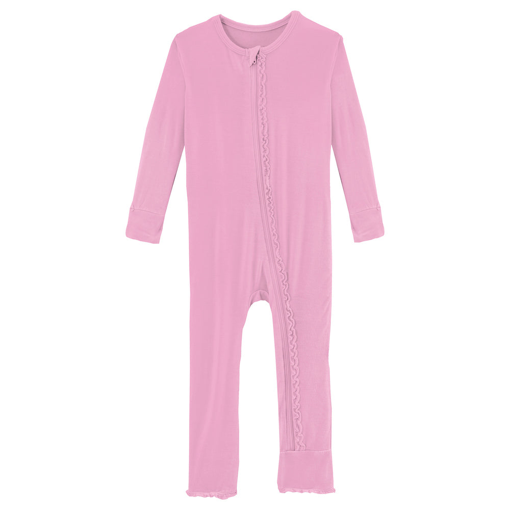 Kickee Pants Muffin Ruffle Coverall With Zipper - Cotton Candy