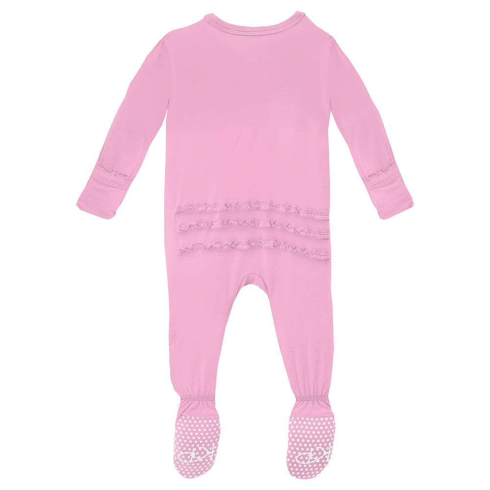 Kickee Pants Muffin Ruffle Footie With Zipper - Cotton Candy