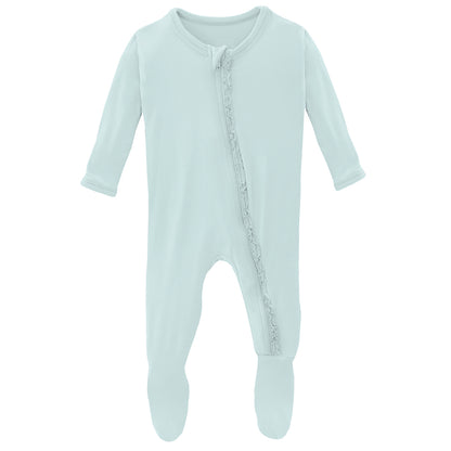 Kickee Pants Muffin Ruffle Footie With Zipper - Fresh Air