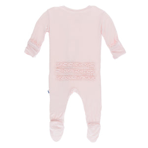 Kickee Pants Solid Muffin Ruffle Footie with Zipper - Macaroon