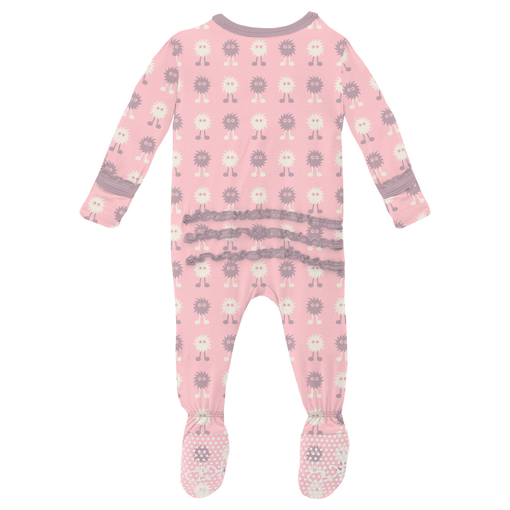 Kickee Pants Print Muffin Ruffle Footie With Zipper - Lotus Alien