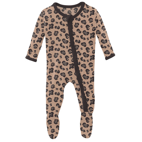 Kickee Pants Print Muffin Ruffle Footie With Zipper - Suede Cheetah Print