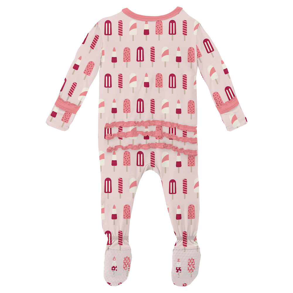 Kickee Pants Print Muffin Ruffle Footie with Zipper - Macaroon Popsicles