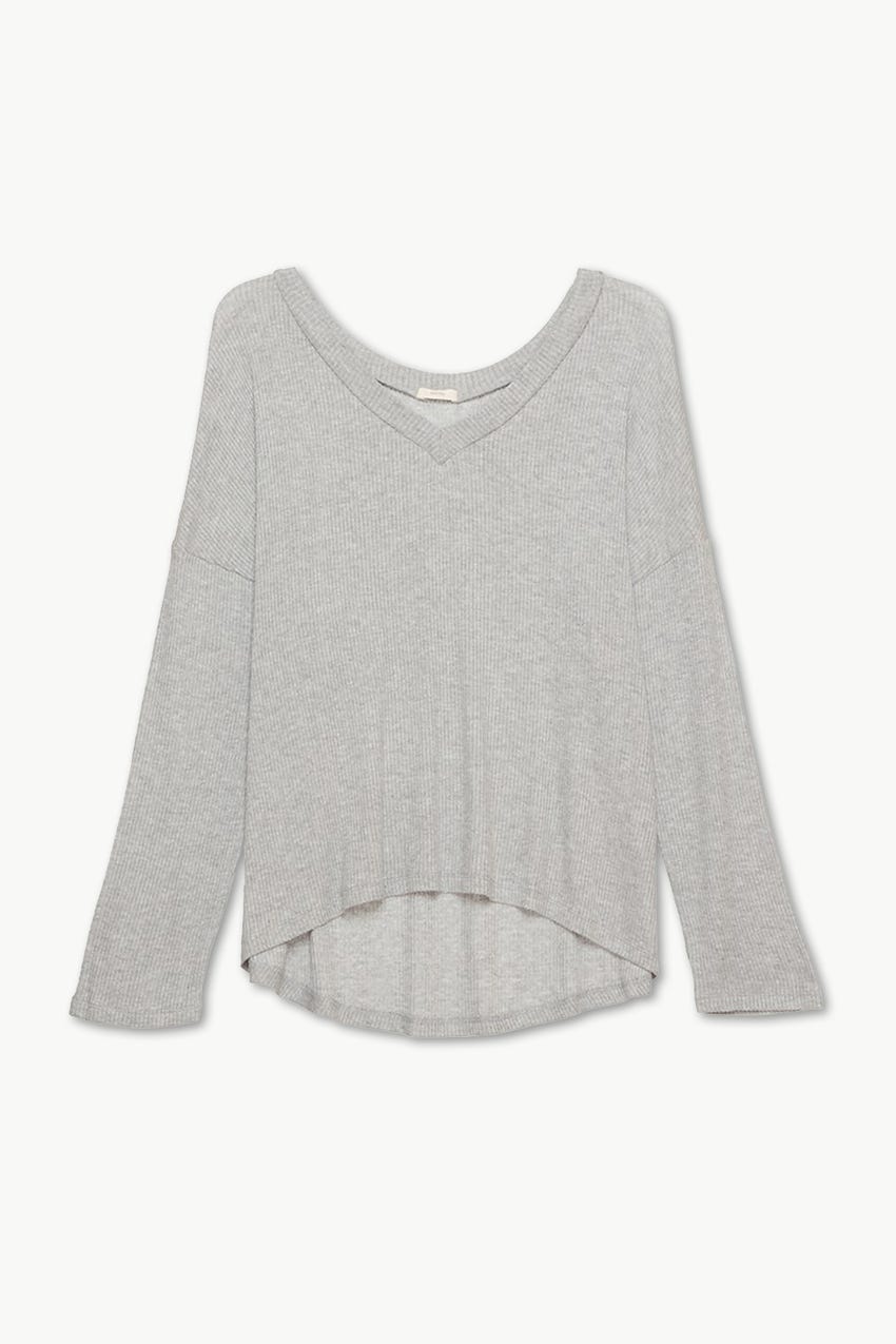 Eberjey Elon V Neck Pullover - Heather Grey