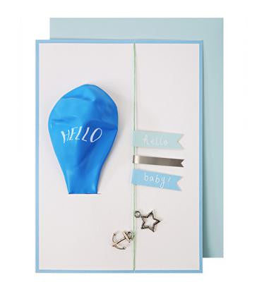 Meri Meri Hello Blue Balloon Card