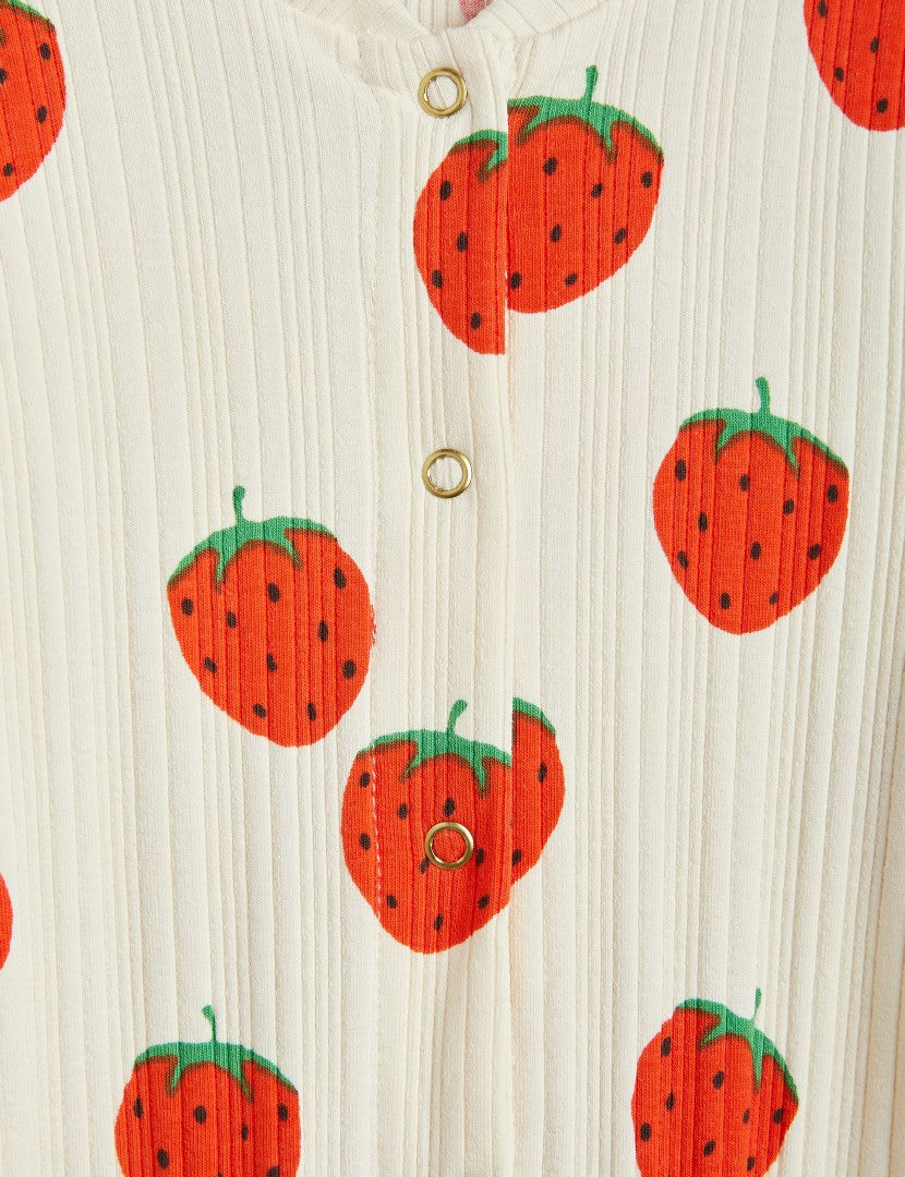 Mini Rodini Baby Strawberries All Over Print Jumpsuit - Off-White