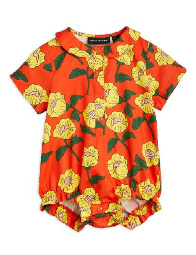 Mini Rodini Flowers All Over Print Body - Orange