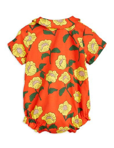 Mini Rodini Flowers All Over Print Body - Orange