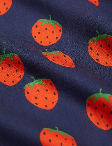 Mini Rodini Strawberries All Over Print Woven Dress - Blue