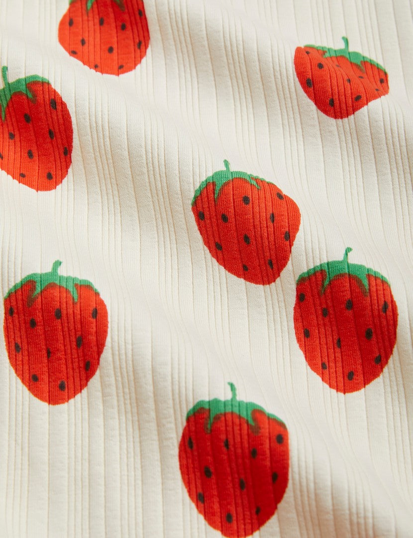 Mini Rodini Baby Strawberries All Over Print Jumpsuit - Off-White