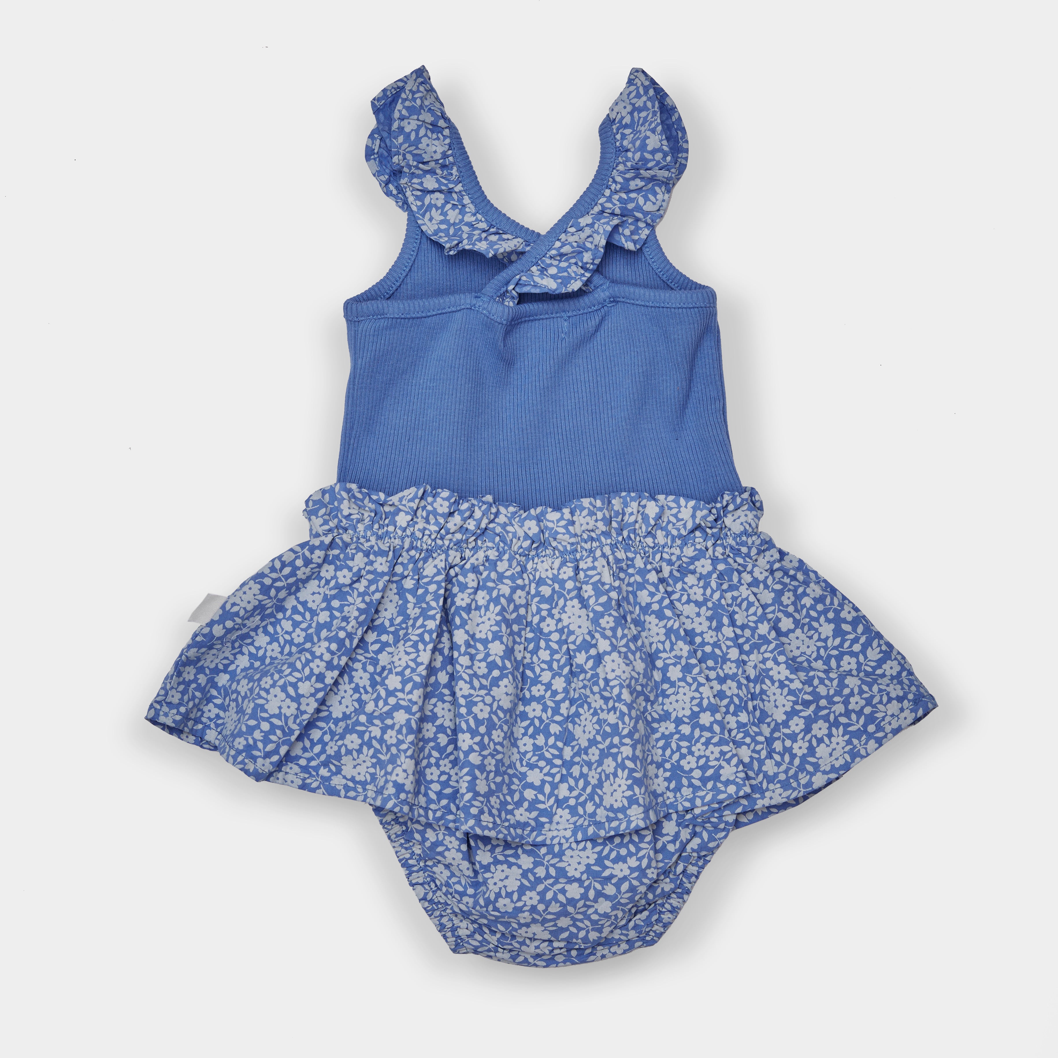 My Little Cozmo Alice Organic Flowers Baby Romper - Royal Blue