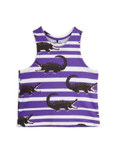 Mini Rodini Crocodiles Striped Tank Top - Purple