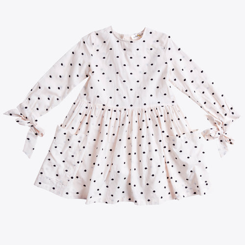 Petite Amalie Black Embroidered Dot Pocket Dress - Rose Water