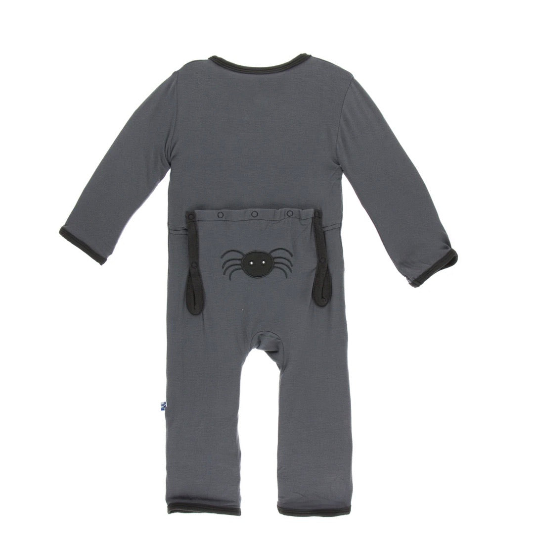 Kickee Pants Applique Coverall - Stone Spiders