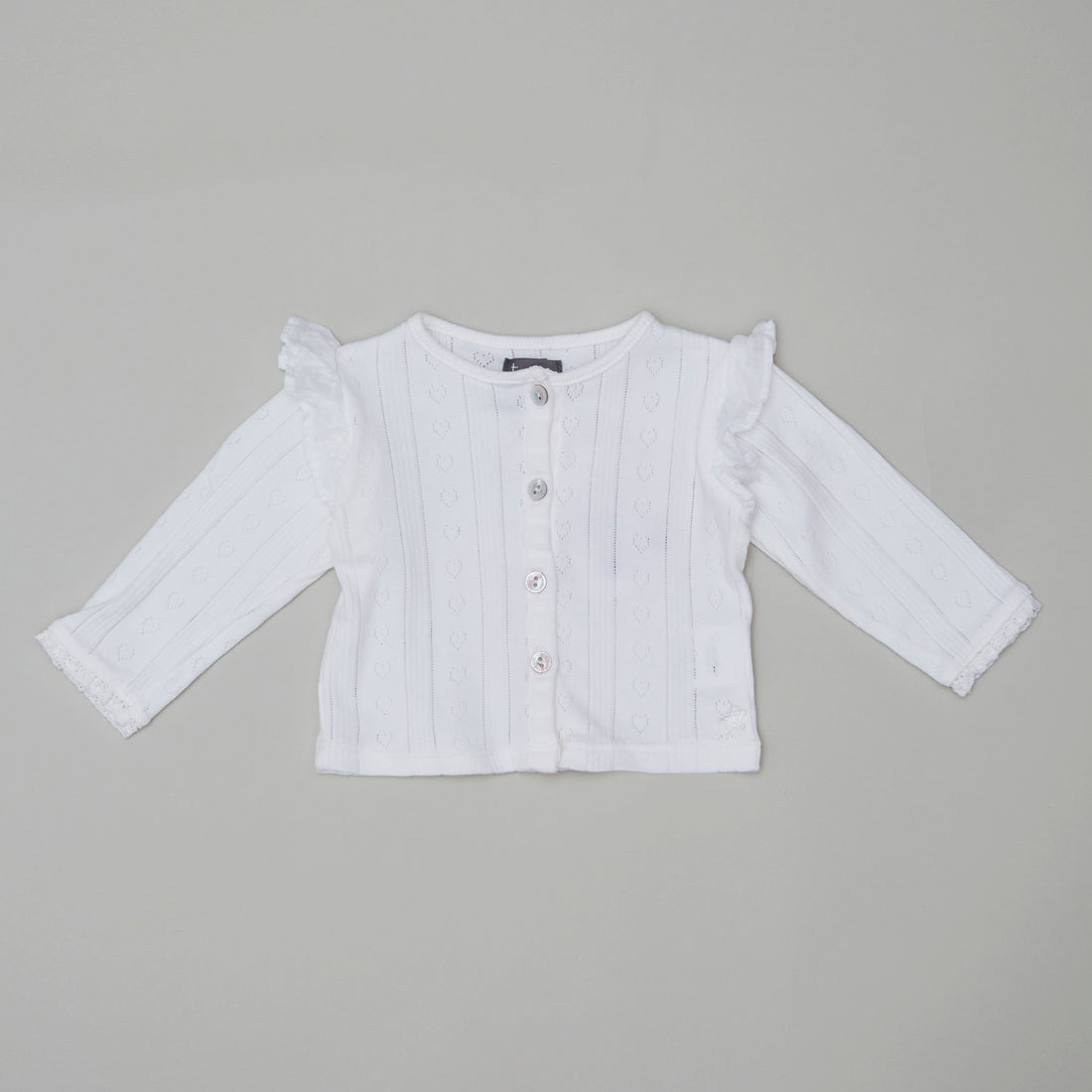 Tocoto Vintage Organic Cotton Pointelle Top- Off- White