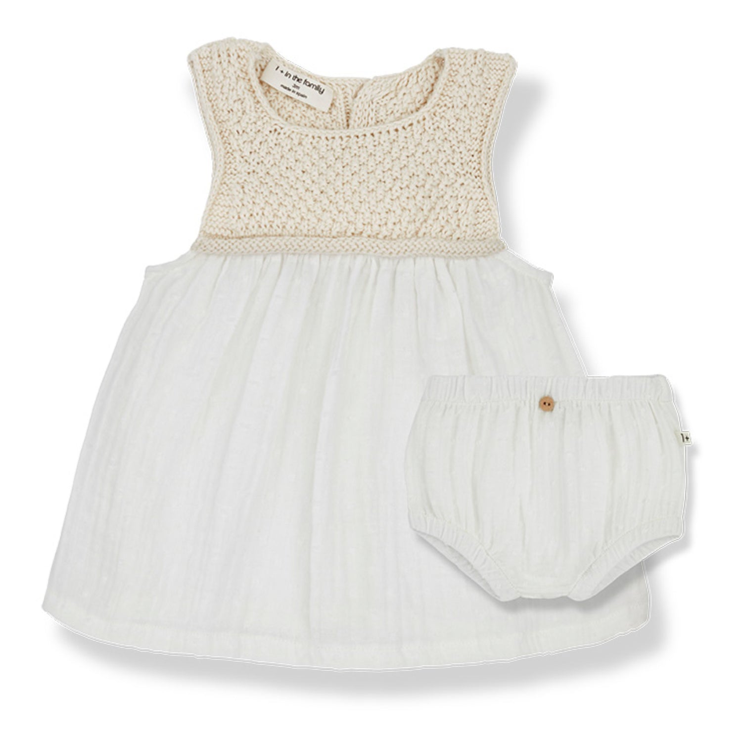 1+ in the Family Laura Dress + Bloomer Set - Off White