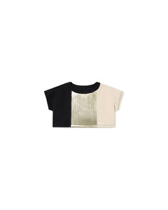 Little Creative Factory Shave Ice Crop Top - Cream Gold Black