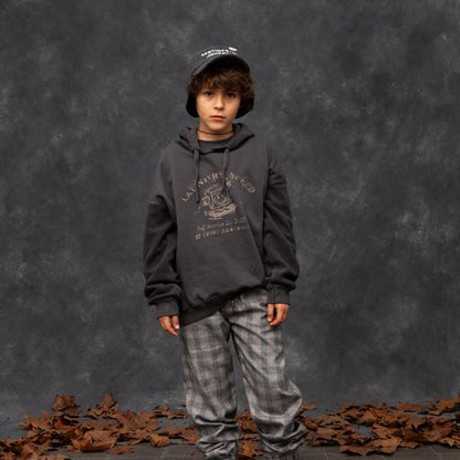 Tocoto Vintage Kid Wales Checkered Jogger Trousers - Dark Grey