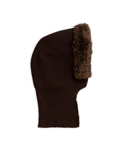 Mini Rodini Pile Balaclava Hat - Dark Brown