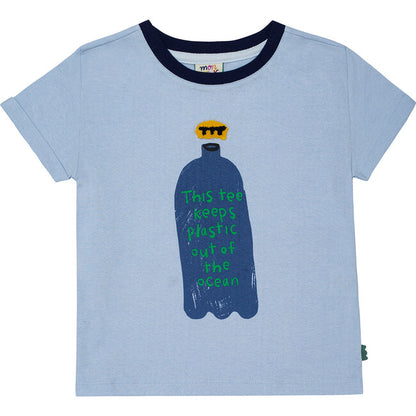 Mon Coeur Kids Plastic Bottle T-Shirt - Powder Blue &amp; Green