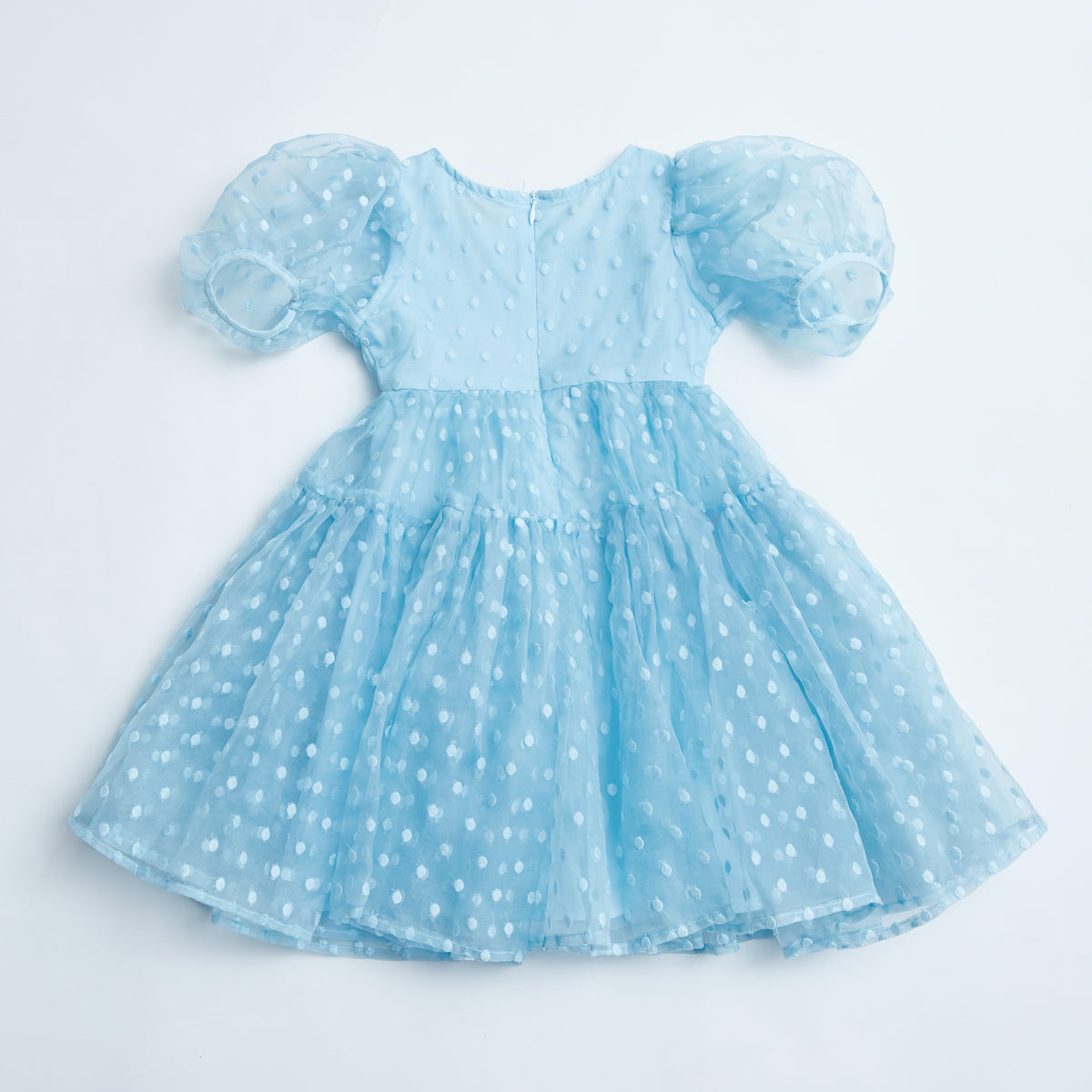 Petite Amalie Ella Organza Dot Dress - Blue