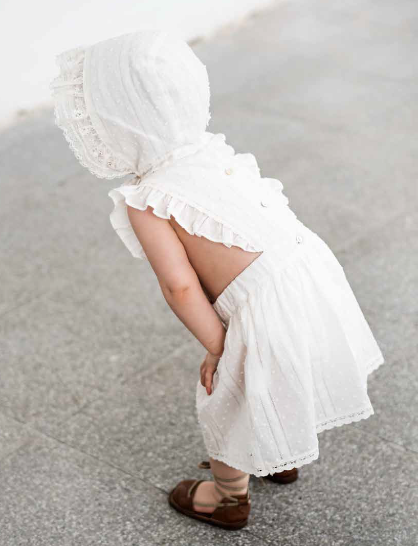 Tocoto Vintage Plumeti Baby Lace Dress - Off-White