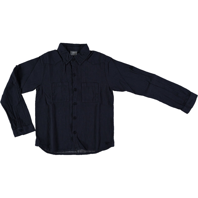 Tocoto Vintage Bambula Collared Shirt - Navy