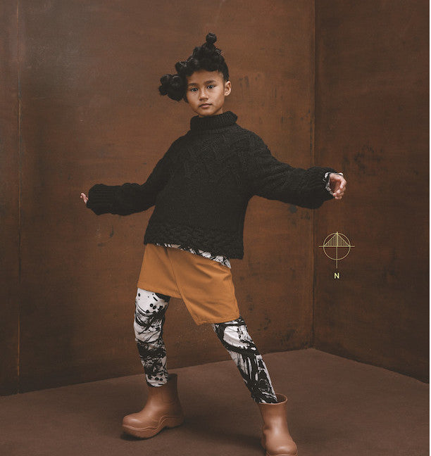 Little Creative Factory Soft Recycled Leggings - Black &amp; Cream