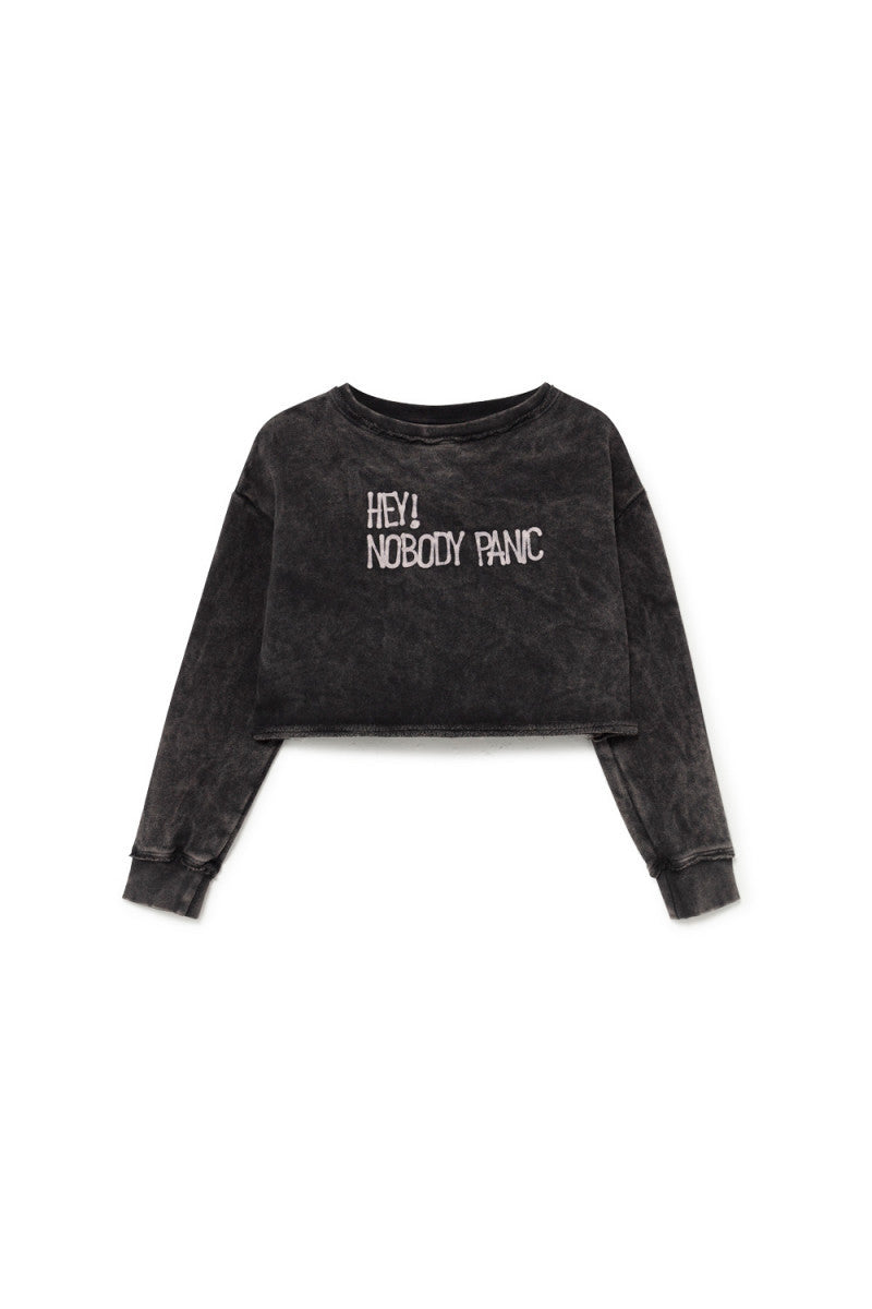 Little Creative Factory Stonewash Crop Top - Faded Black