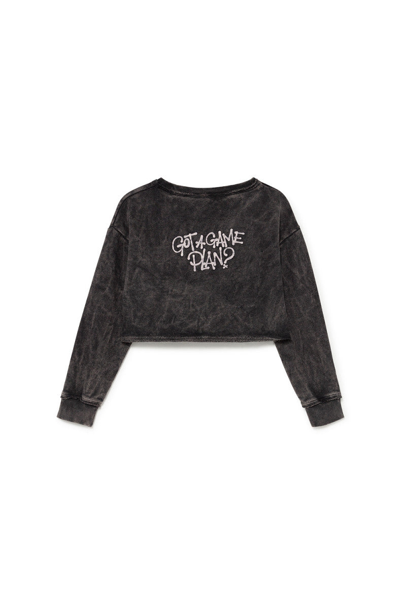 Little Creative Factory Stonewash Crop Top - Faded Black