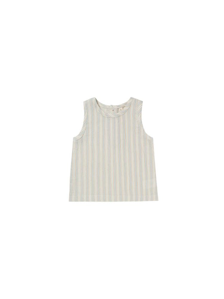 Quincy Mae Woven Tank - Sky Stripe