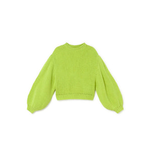 Little Creative Factory Tricot Balloon Jumper - Neon Yellow