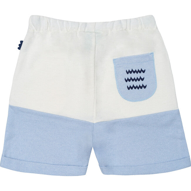 Mon Coeur Wave Bicolor Shorts - Powder Blue &amp; White